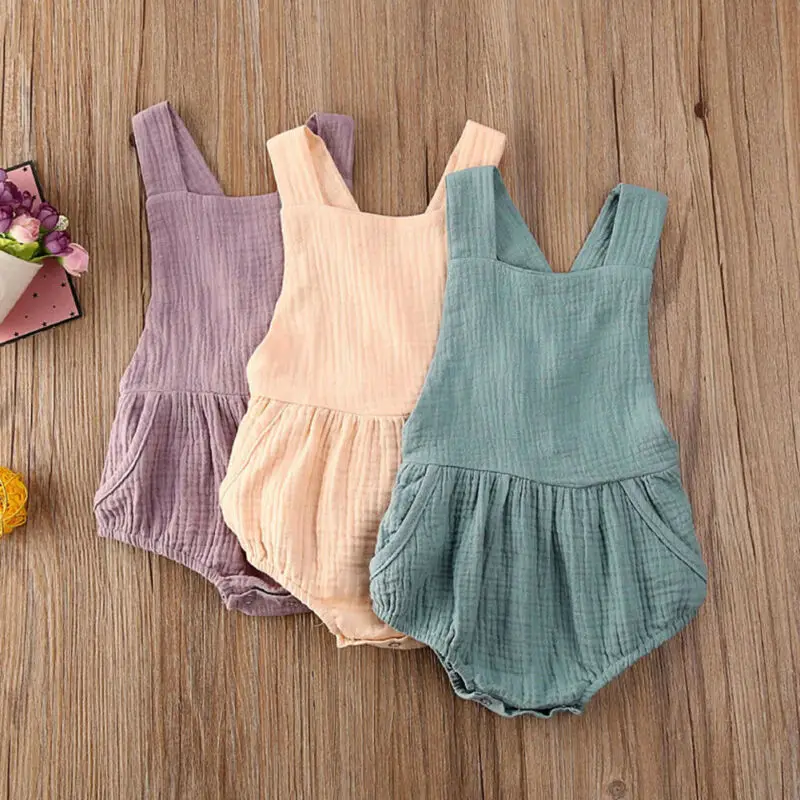 solid sleeveless backless newborn baby girl romper infant kids girl rompers