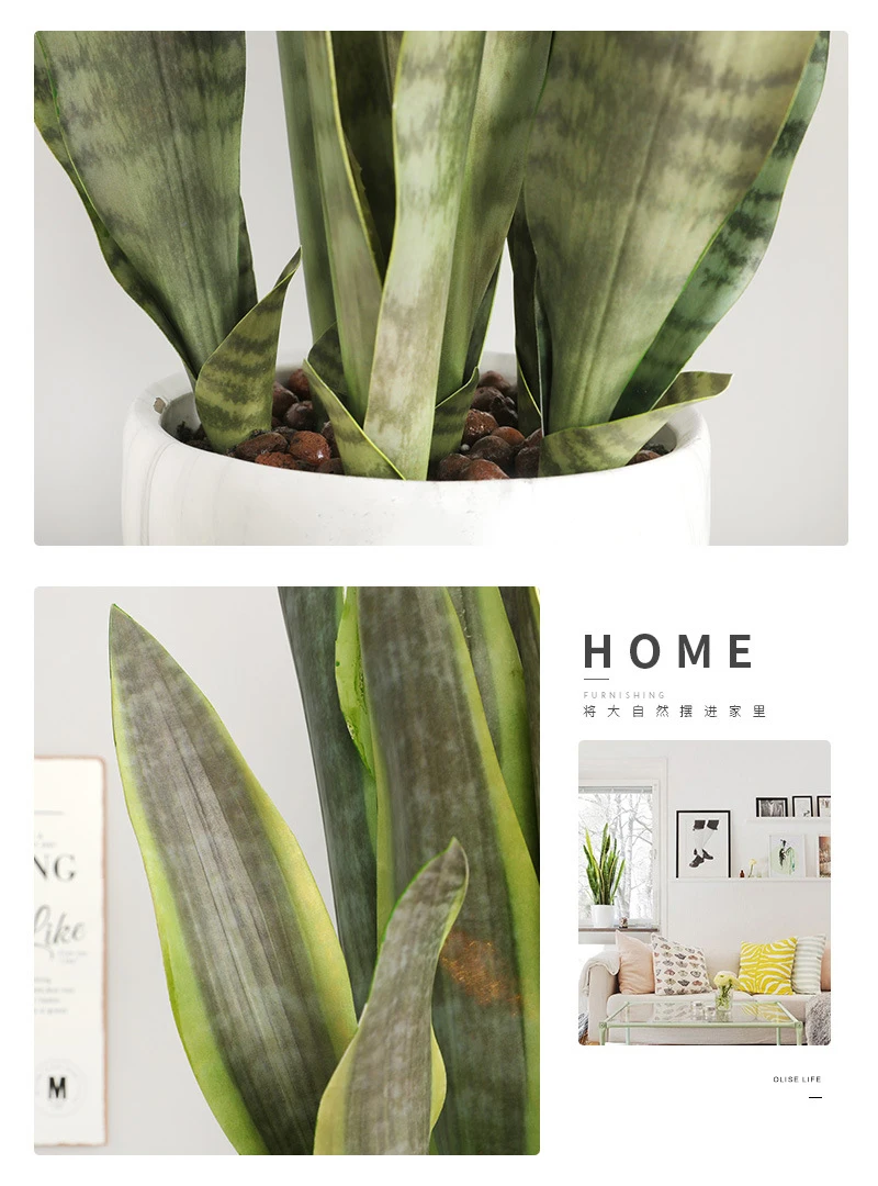 JAROWN Artificial Plants Sansevieria Branch Bonsai Decoration Fake Flower Plastic Tiger Piran Leaves Plants Home Garden Decors Office Decorative (18)
