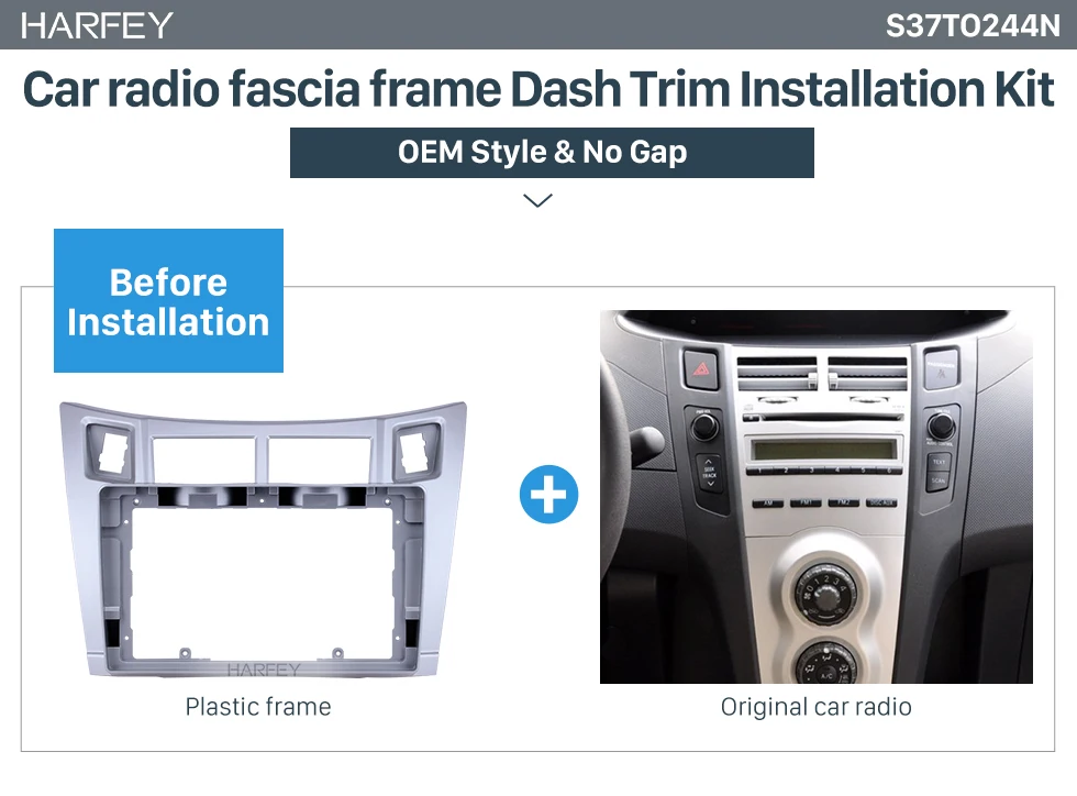 Harfey Серебристая Рамка 9 дюймов Автомобильная Радио пластина для 2005-2011 Toyota Yaris/Vitz/Platz аудио тире отделка панель комплект установка