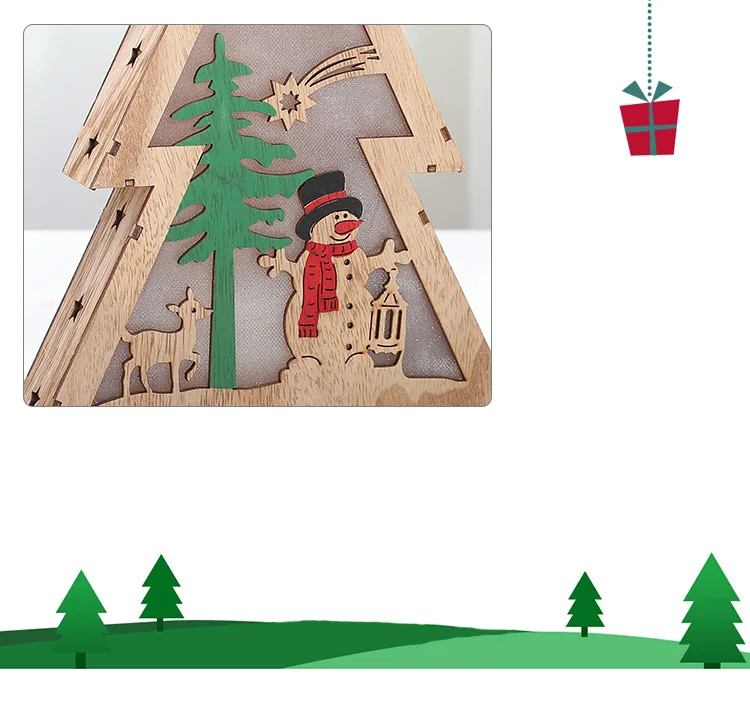 Рождественские украшения для дома, рождественский подарок, светильник, дерево, деревянная настольная декорация, прикроватная тумбочка для спальни