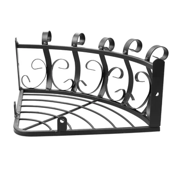 

1pc Iron Art Flower Pot Rack Wall Mounted Flower Shelf Hanging Semicircle Flower Stand Hanging Basket (Black)