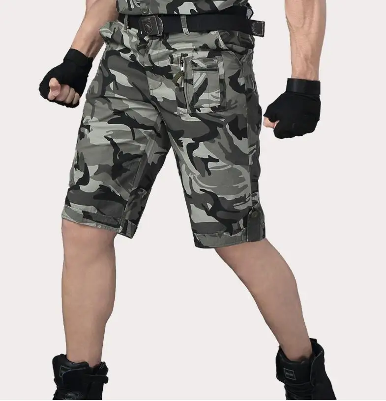 Мужские шорты свободного покроя цвета хаки летние Rip-stop тактические шорты милитари свободный хлопковый инструмент тахические камуфляжные армейские шорты размер 29-40