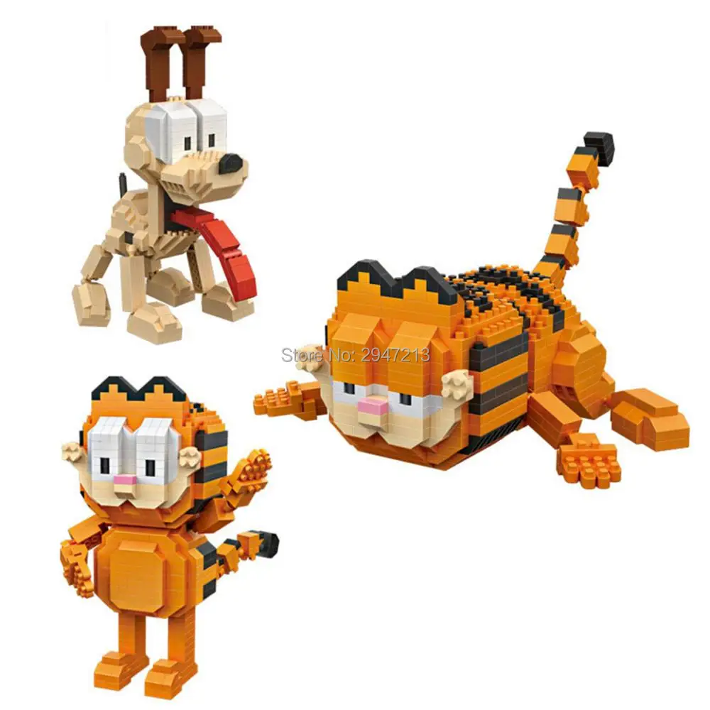 Hot Lepining Creators Classic Cartoon Anime Cat Garfield Dog Odie Animal Figures Mini Micro Diamond Blocks Bricks Toys For Gift Aliexpress