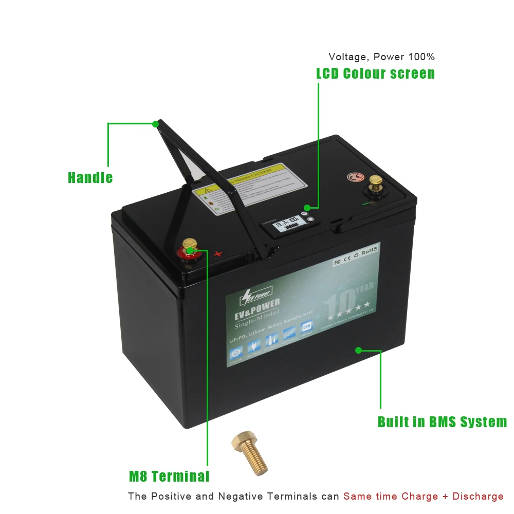 LCD LiFePO4 Lithium Deep Cycle 12V 100ah 150ah 200ah 300ah 100 AMP