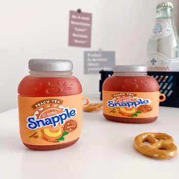 

3D peach juice beverage can soft silicone earphone cover for Airpods 1 2 pro charging box, Bluetooth wireless earphone cover