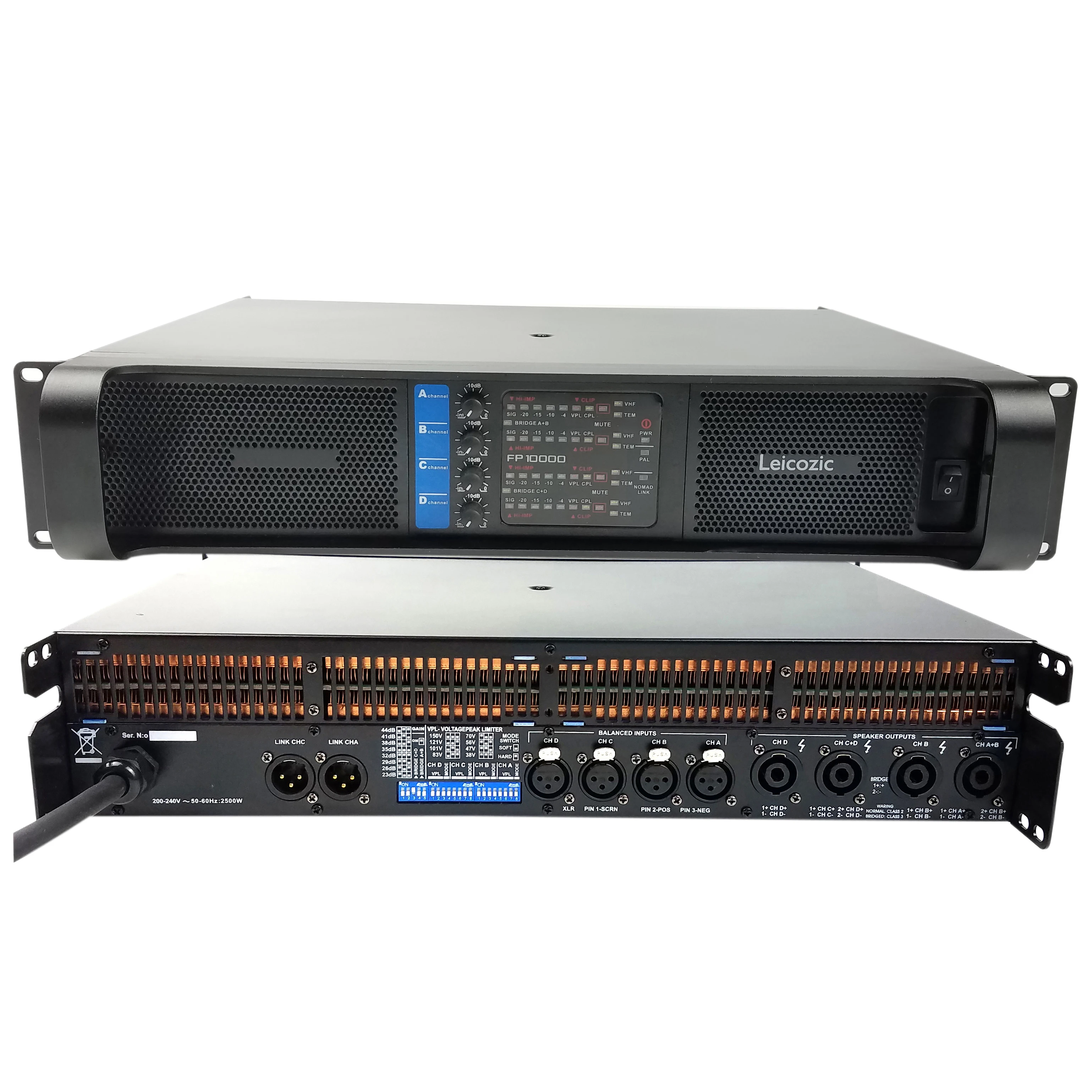 Leicozic 2500W 10000q 4 Channel Power Amplifier