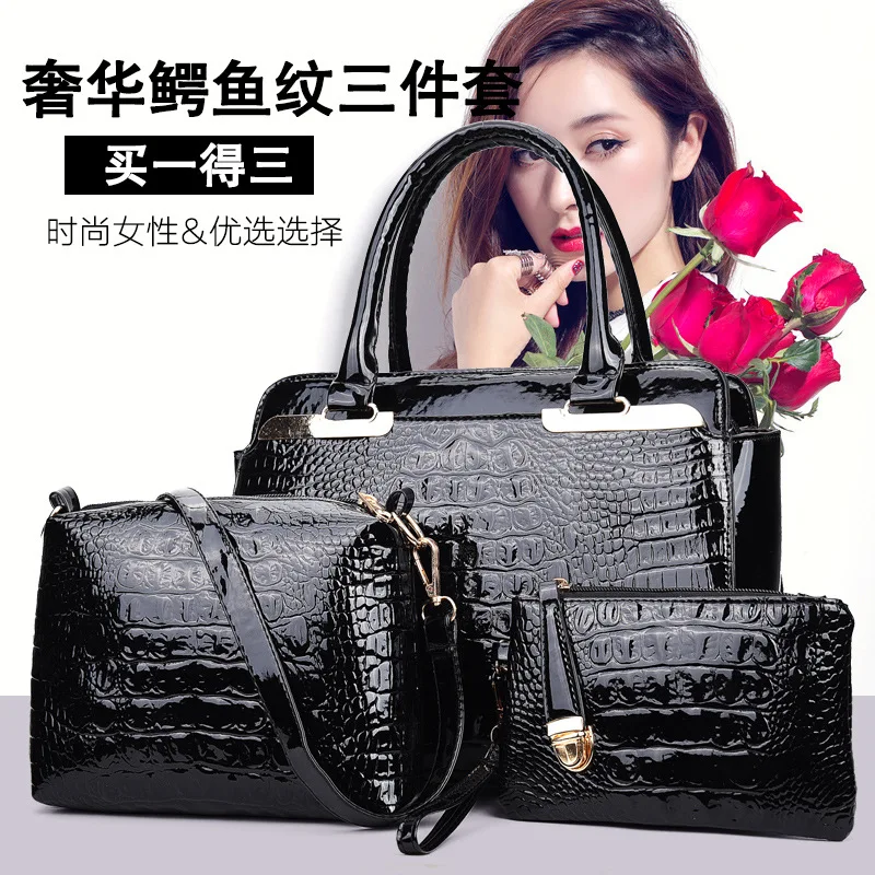 

2016 Autumn New Style Fashion Different Size Bags Three-piece Set Trend Handbag Pattern Shoulder Large Bag