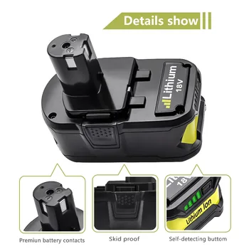 

ZNTER 18V 4000mAh Li-Ion P108 P 108 Rechargeable Battery For Ryobi Battery RB18L40 P2000 P310 for BIW180 L50