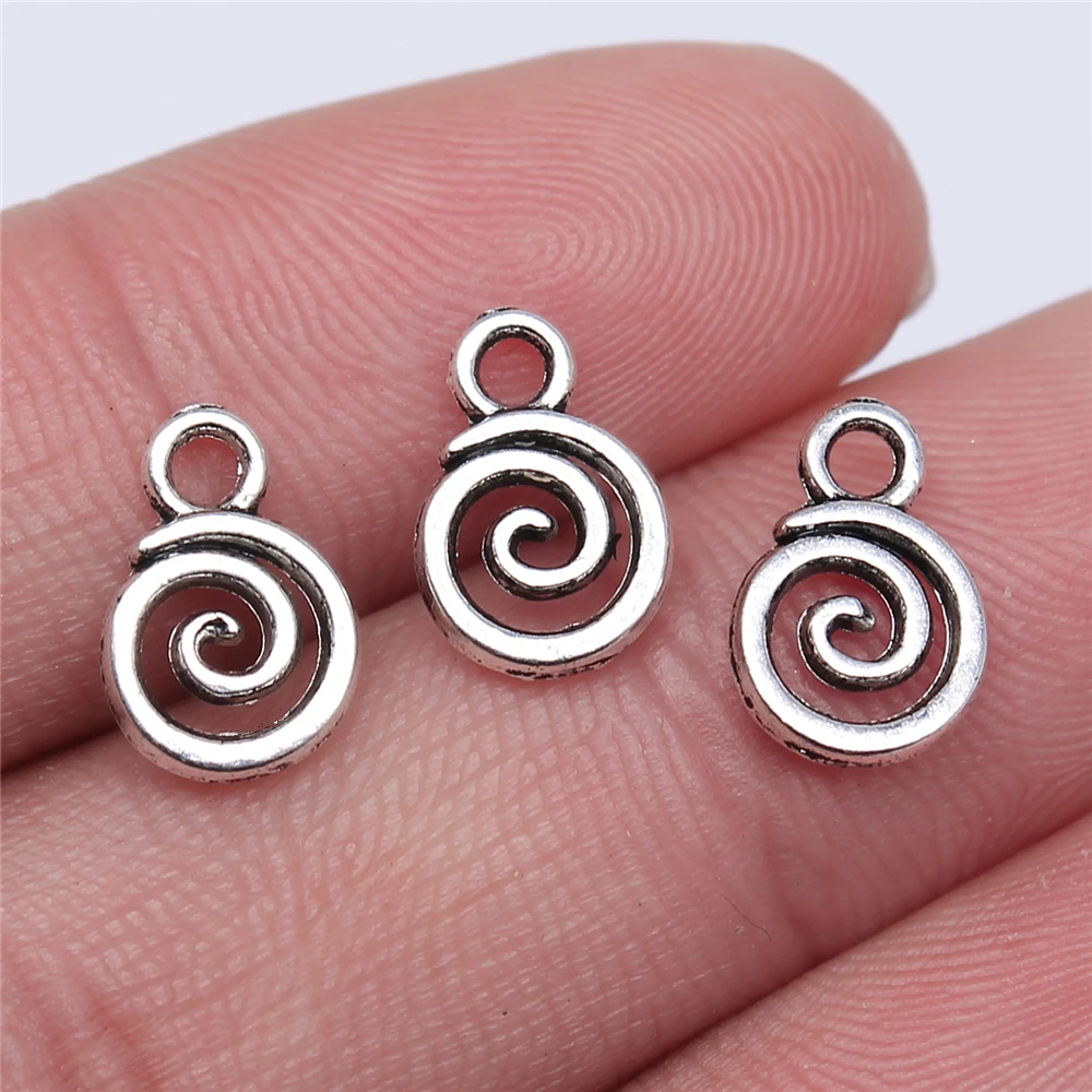 WYSIWYG 40pcs 11x8mm Swirl Charm Pendants For Jewelry Making Antique