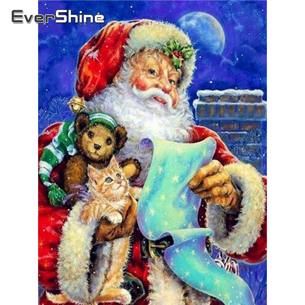 

Evershine Diamond Painting Santa Claus Full Set Diamond Embroidery Christmas Cartoon Cross Stitch Kit Diamond Mosaic Decor Home