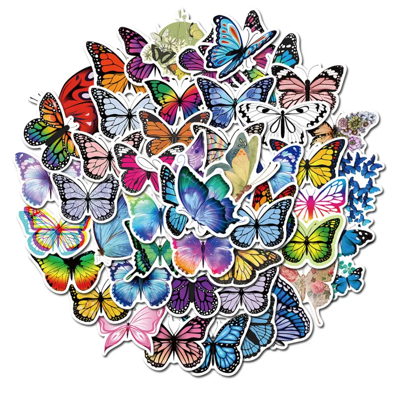 

50pcs Cute Butterfly Scrapbooking Stickers Stationery Diary Album Decor Planner Decals Laptop Waterproof Stickers Label Sticker