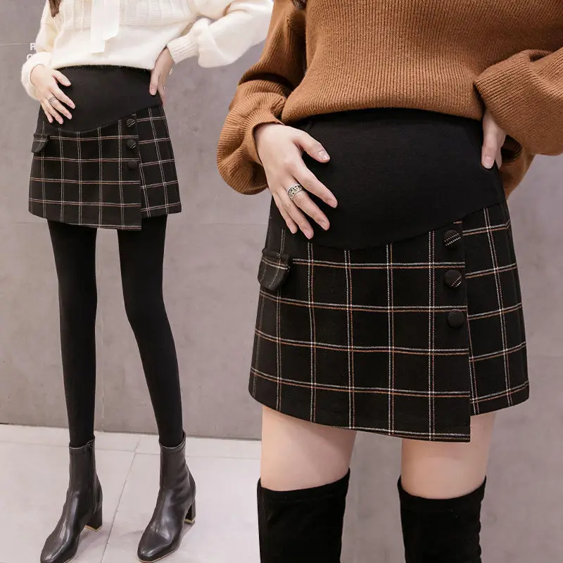 Wool Autumn Winter Thicken Woolen Maternity Shorts Adjustable Belly Clothes for Pregnant Women Wide Leg Pregnancy Short Pant 1172 autumn winter korean fashion pu maternity shorts wide loose straight belly bootcuts clothes for pregnant women pregnancy