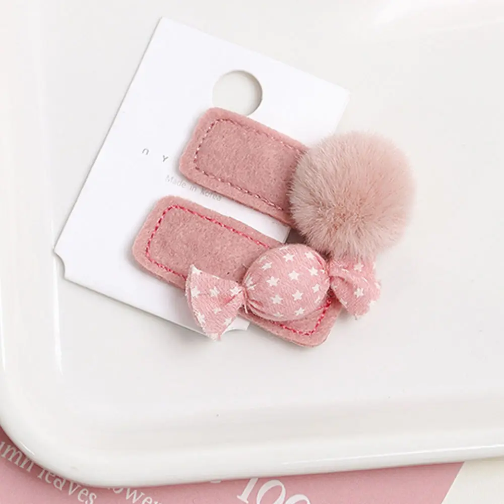 Pink 2 комплекта/4 шт./лот, новинка, модные BB заколки для волос для девочек, яркие помпоны, заколки для волос, детские подарки, заколки для волос, аксессуары для волос - Цвет: Pink