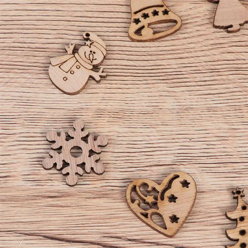 50 шт деревянные кусочки креативные милые Мультяшные поделки вырезы ремесло украшения для Рождества