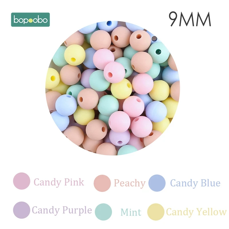Bopoobo 12 мм, силиконовые бусины 9 мм, 30 шт., бусины для прорезывания зубов для детей, сделай сам, браслет для кормления, силиконовый маленький стержень, детский Прорезыватель - Цвет: Type-8