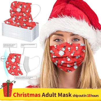 

50PCS Adult Disposable Medical Mask Christmas Earloop Face Mask 3 ply Nonwoven Anti-dust Breathable Mask 12H Shipping