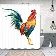 

Vintage Farmhouse Animals Cock Shower Curtains Set, Durable Colorful Watercolor Farm Animal Rooster for Rural Style Shower