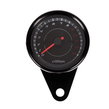 

Motorcycle Black Tachometer Gauge 13000 RPM with Bracket for Cafe Racer ATV UTV Vehicles DC12V