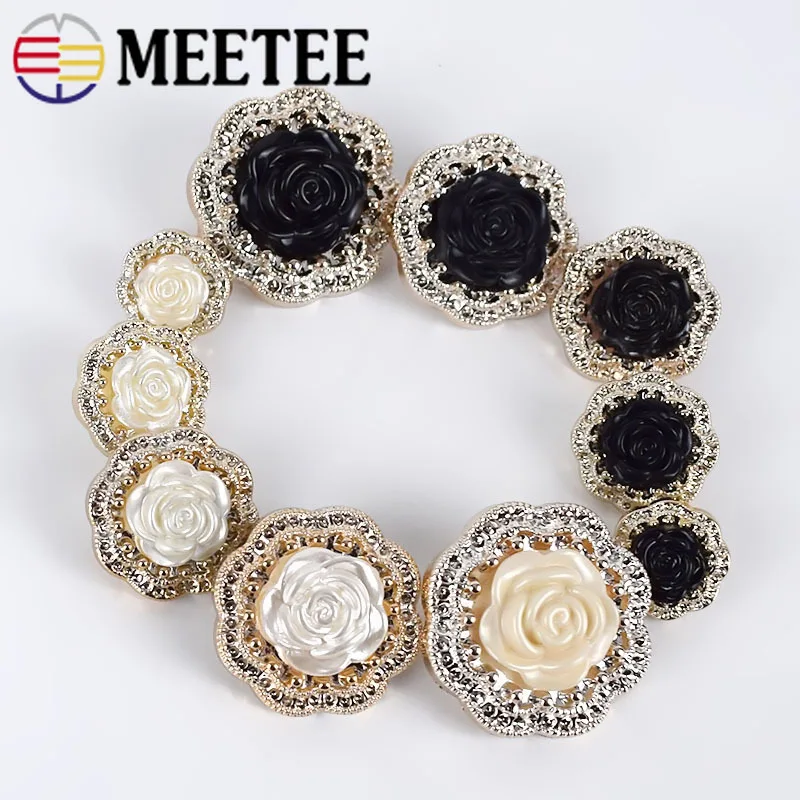 Meetee 20pcs 18-34mm High-grade Resin Button Round Rose Pearl Shank DIY Coat Decorative Buckle Garment Sewing Accessories | Дом и сад