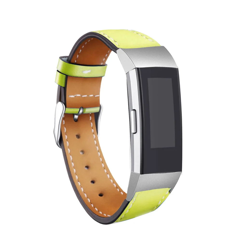 Ремешок из натуральной кожи, сменные Ремешки для наручных часов для Fitbit Charge 3 Charge3, сменные Смарт-часы для фитнеса - Цвет ремешка: Yellow