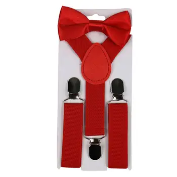 

2Pcs/Set Solid Color Kids Boy Girls Clip-ons Y-Shape Elastic Suspenders Bowtie Suspenders Y-Shape Pre-tied Bow Suspenders hot 20
