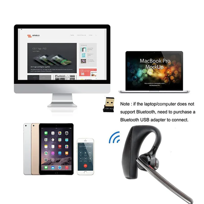 Wireless Bluetooth Headset Handsfree Earphone Over Ear Headphone with Microphone for Android iOS iPhone Samsung Motorola LG