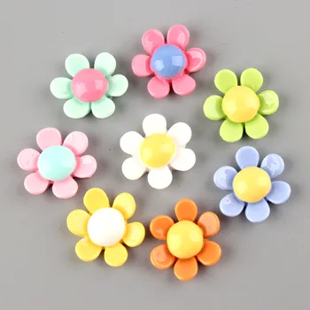 Billig 20 Teile/los 23mm Pastell Farben Frühling Blume Harz Cabochons Verzierungen Scrapbooking Mädchen Haar Bogen Zentrum DIY Clip Garment