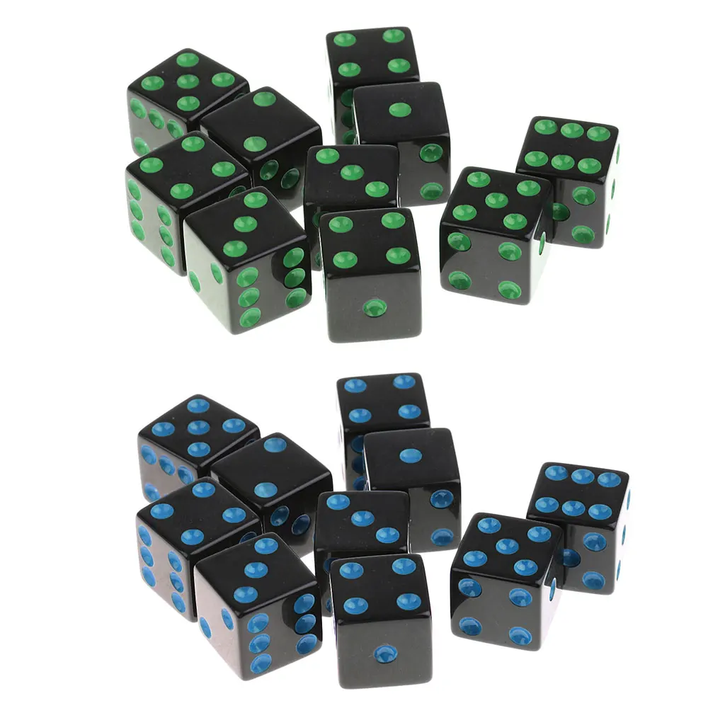 16mm Opaque Six Sided Spot Dice Games D6 4 Colours for D&D RPG MTG 20pc/set