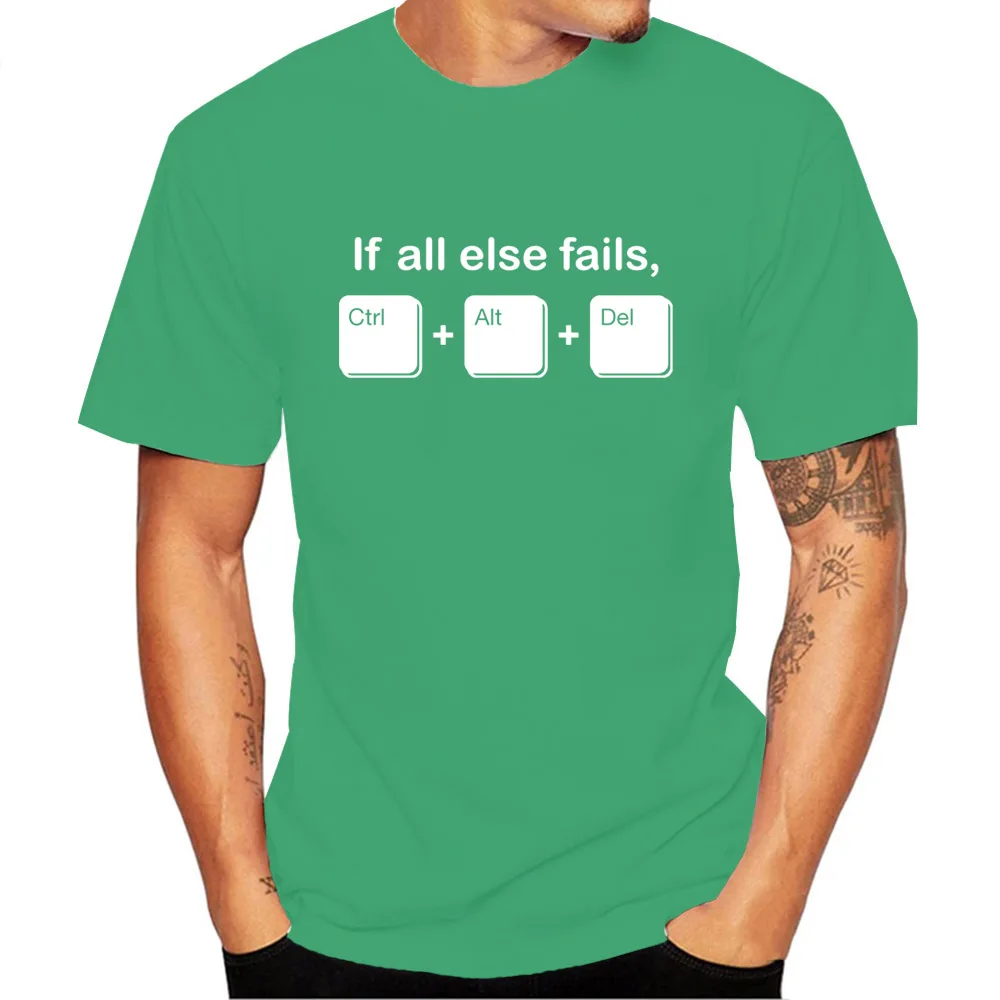 J233-MSTGN- Новая летняя забавная футболка с надписью If All Else Fails CTRL ALT DEL Tech support Geek, мужские футболки, модные повседневные футболки с коротким рукавом - Цвет: J233-MSTGN-