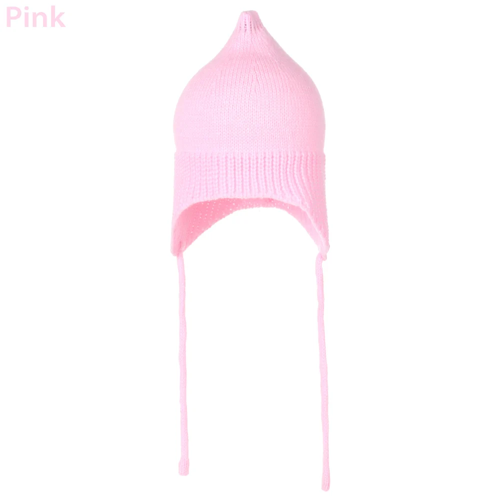pink Милые вязаные шапки для малышей; зимние теплые хлопковые шапки; шапки для новорожденных; шапочки для маленьких девочек; аксессуары для малышей - Цвет: pink