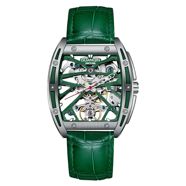 GUANQIN 2021 Men's Watches Mechanical Automatic Watch For Men Top Brand Luxury Stainless Steel Business Clock Relogio Masculino Green