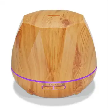 

Diamond Shape Air Humidifier Ultrasonic Aroma Essential Oil Diffuser 550Ml Aromatherapy Machine Wood Grain Color Changing
