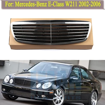 

MagicKit Chrome Gloss Black Car Front Grille Fit For Mercedes-Benz E Class/W211 E240 E200 E320 E350 2002-2006