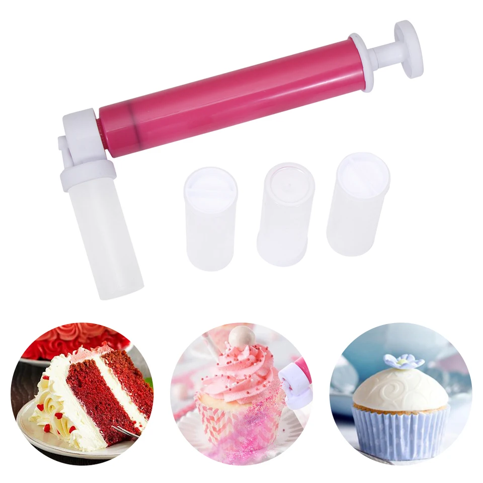 Aerografo Manuale Per Torte - Con 4 Fiale | Per Decorazione Dolci, Glitter E Effetti 3D | Colore Viola