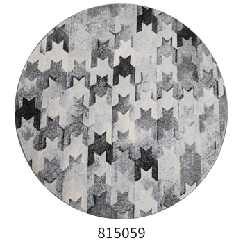 

customizable Round Shape Modern grey and white geometric style Bedroom Bedside Sofa Living Room Carpet