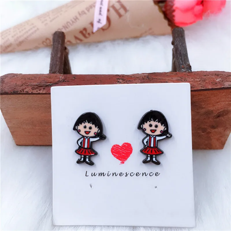 EUPNHY 20 пар Chibi Maruko гипоаллергенный стержень серьги Мультяшные Сережки для женщин девушек пирсинг серьги ювелирные изделия - Окраска металла: 8