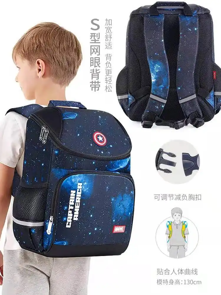 Disney New School Bags for Boys Spider Man Primary Student Avengers Backpack Large Capacity Shoulder Bags Kids Gifts Mochilar