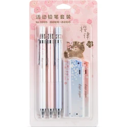 Crayon mécanique en fleurs de cerisier pièces/ensemble mm, recharge automatique, pour élèves, outils d'écriture, fournitures scolaires, 6 0.5 