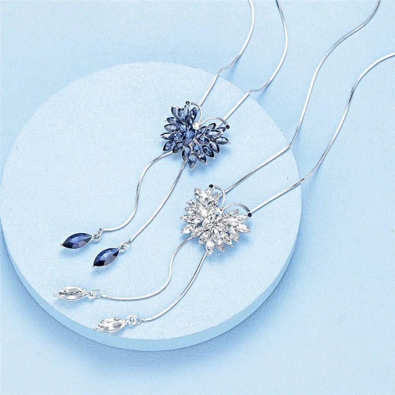 Ожерелья и кулоны для женщин, классические серебряные Кристальные ожерелья с павлином, женские модные ювелирные изделия, новинка