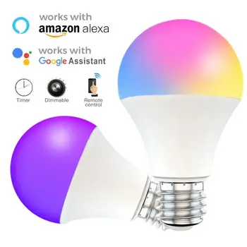 

Smart Wifi Bulb Dimming Light Bulb 15W RGB+CCT Smart Light Bulb Smart Home Voice Control Work With Alexa Google Home