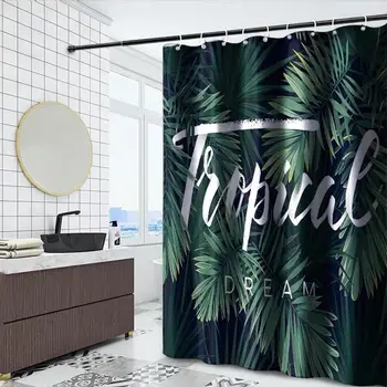 

Tropical Rainforest Print Shower Curtain Thickened Polyester Bathtub Screen Waterproof Bathroom Partition Curtains Nordic Decor