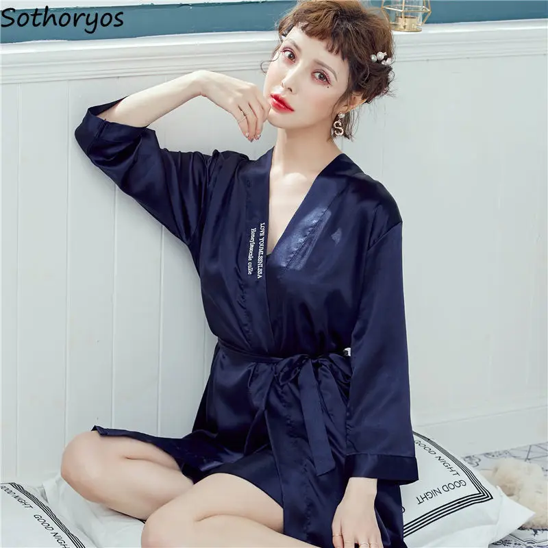 Наборы платьев для женщин Ночная рубашка мягкая Ulzzang женственная шелковая ночная сорочка весна лето осень Мода Досуг корейский стиль Женская одежда шикарная