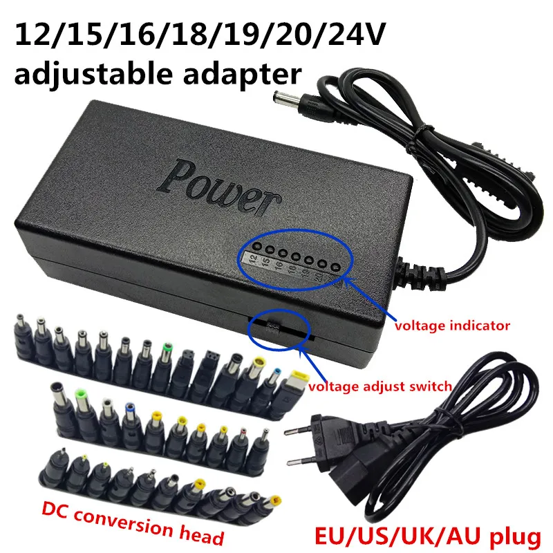 12V/ 15V/ 16V/ 18V/ 19V/ 20V/ 24V Output Universal AC DC Power Adapter Charger 