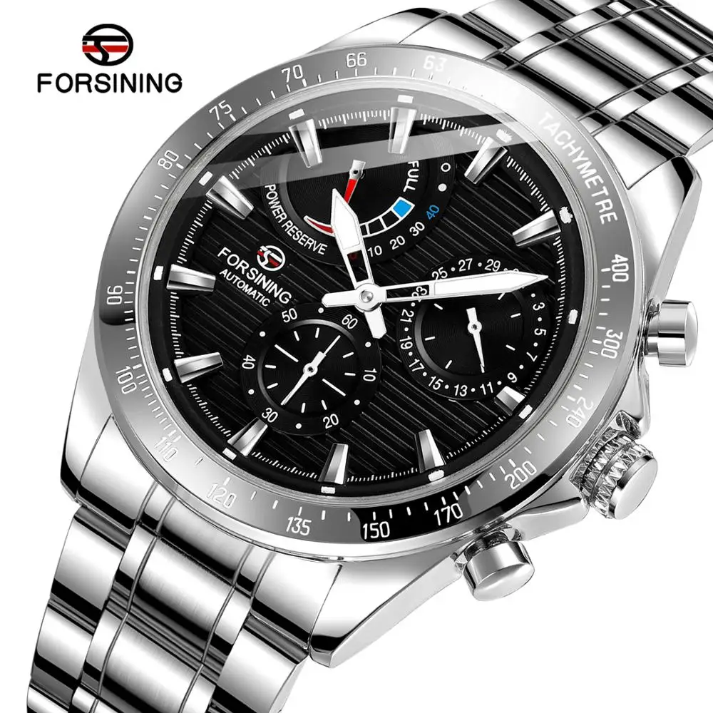 Forsining 2020 New Power Reserve Design Automatic Mechanical Watch Stainless Steel Waterproof Wristwatch Luminous Date Clock | Наручные