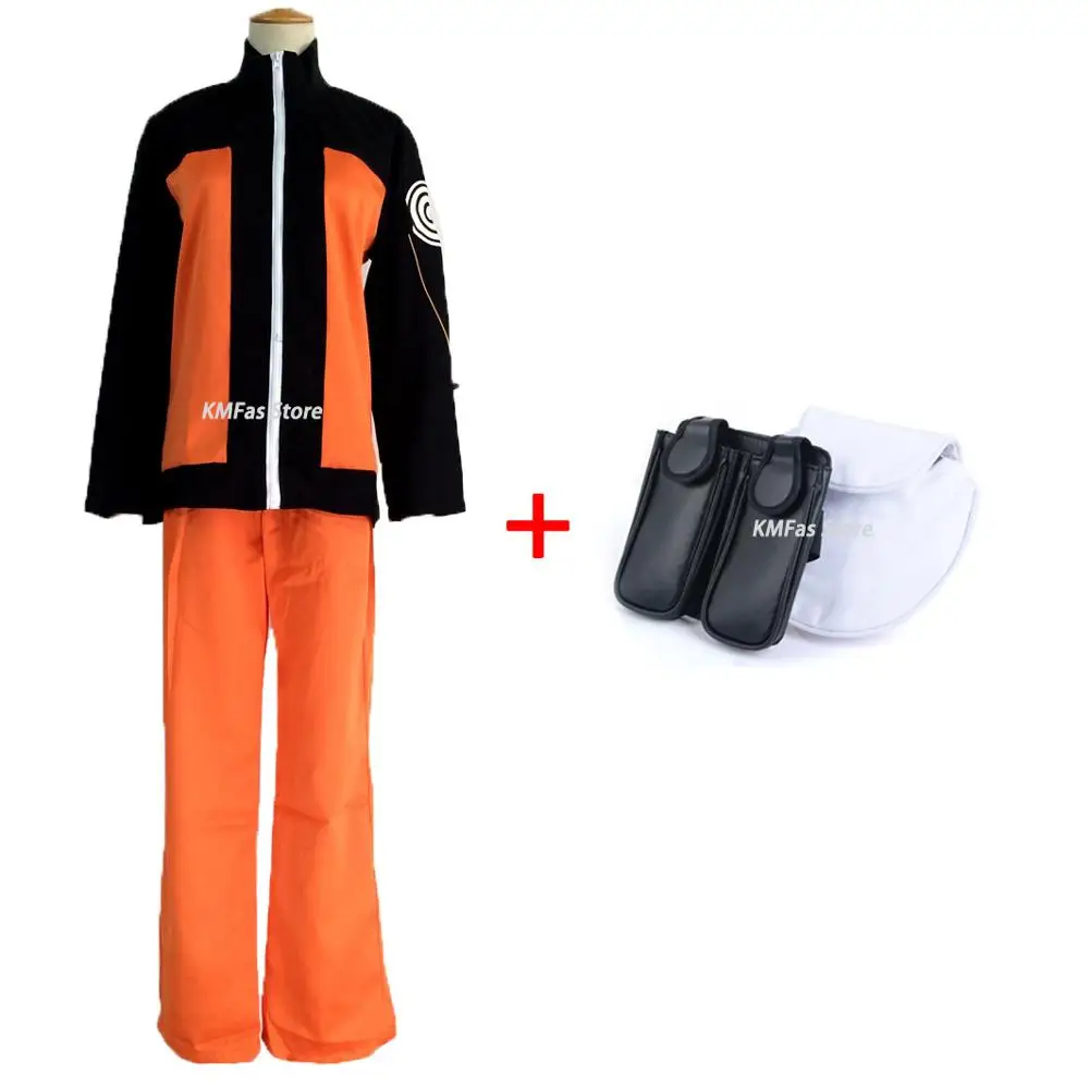 4PCS set Аниме Наруто Косплей Костюмы Одежда для взрослых Наруто Хокаге одежда японский мультфильм пальто Топ Брюки парик повязка на голову оружие сумка набор - Цвет: 4PCS set