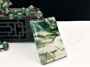 

Natural water-flooded water-clear edgy jade essence safe and no thing brand water grass agate square brand men's and women's pen