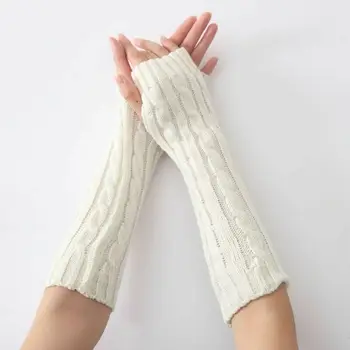 

2019 Winter Women Fashion Warm long Gloves With Knitted fashion Wrist Arm Hand Warmer Knitted Long Fingerless Gloves