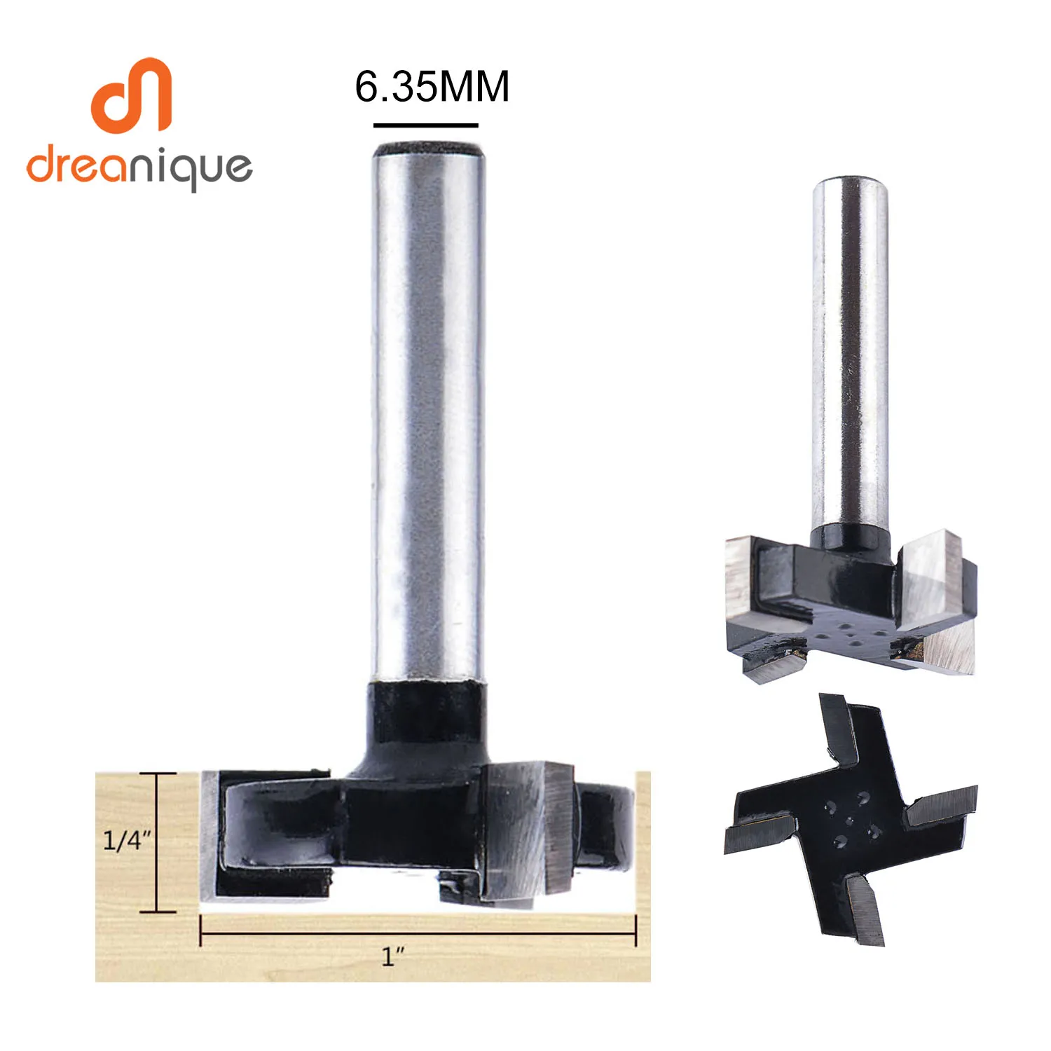 

1PC 25.4mm Diameter 4 Edge T Type Slotting Cutter Woodworking Tool Router Bits Wood Industrial Grade Milling Cutter Slotting
