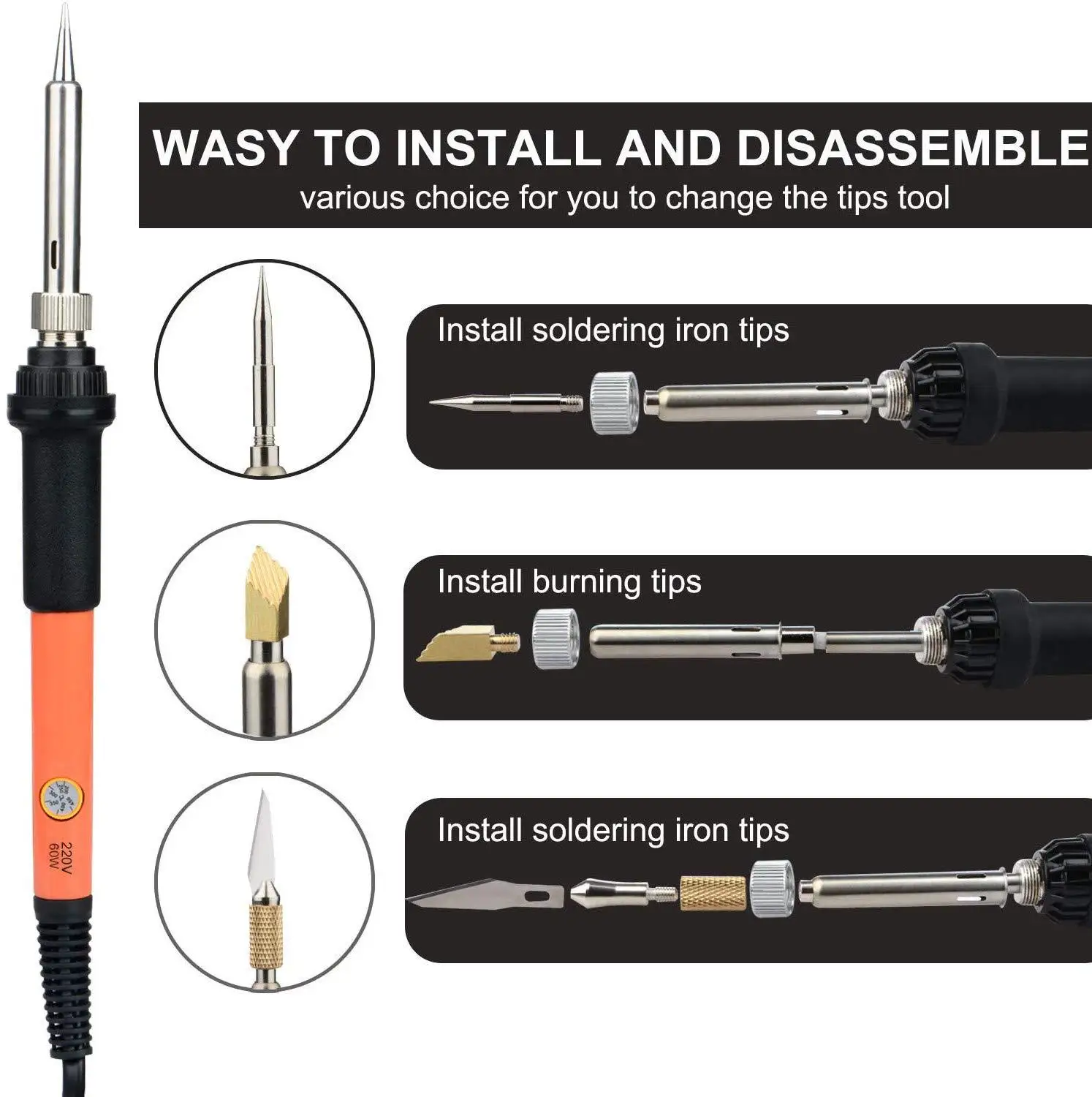 Poste a souder,Ensemble de soudage et sculpture sur bois 60W,82 pièces ...