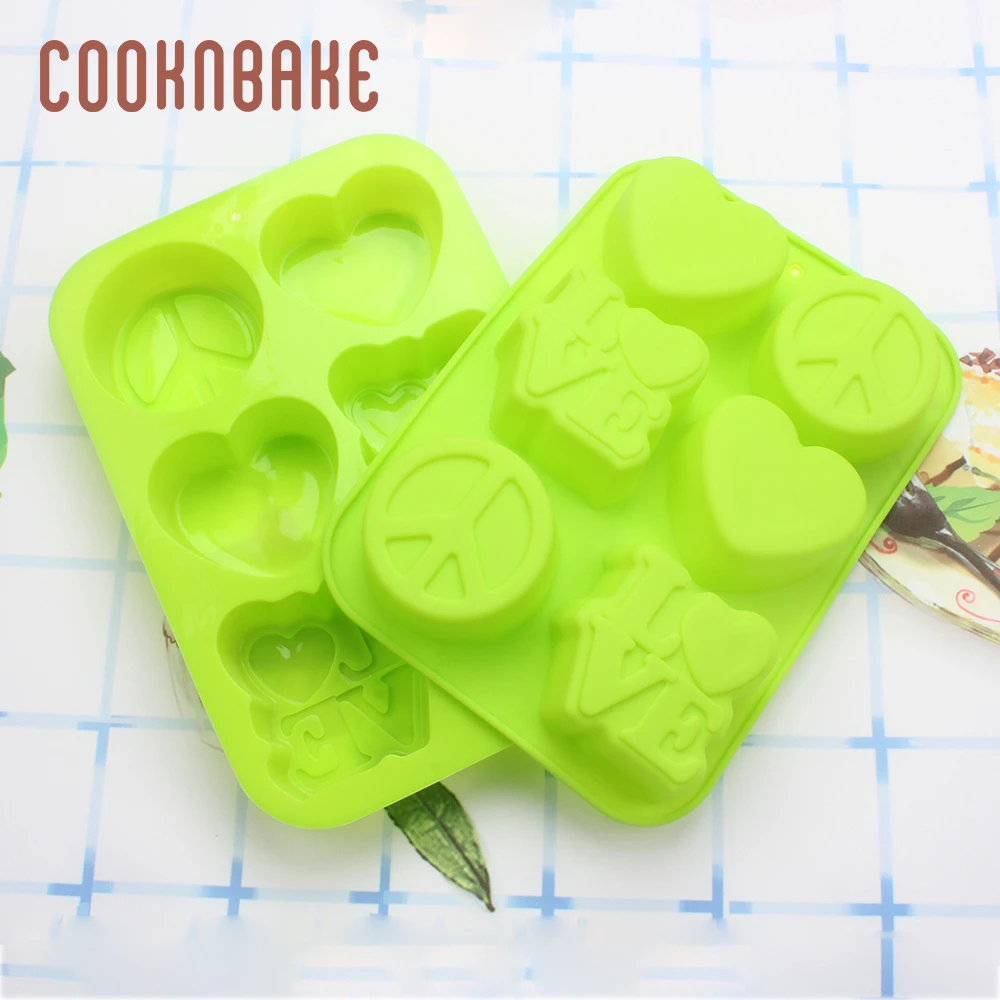 COOKNBAKE силиконовая форма для печенья Сердце Хлеб Форма для пудинга силиконовая форма для резиновое фальшивое Мыло Свеча гипса 6 форма для выпечки украшенная